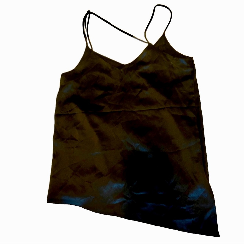 Designer Asymmetric Silk Black Top